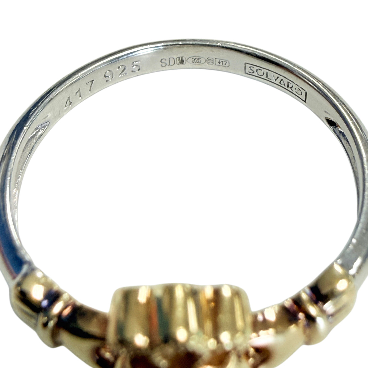 Solvar Silver & 10k Gold Claddagh Ring
