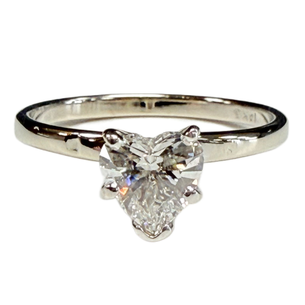 14k White Gold Heart Diamond Solitaire Ring