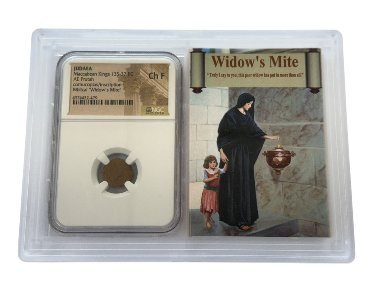 Judaea 135–37 BC AE Prutah "Widow's Mite" NGC Choice Fine