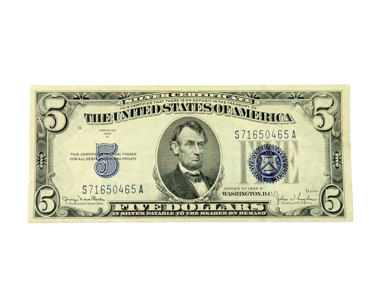 1934-D $5 Silver Certificate (XF)