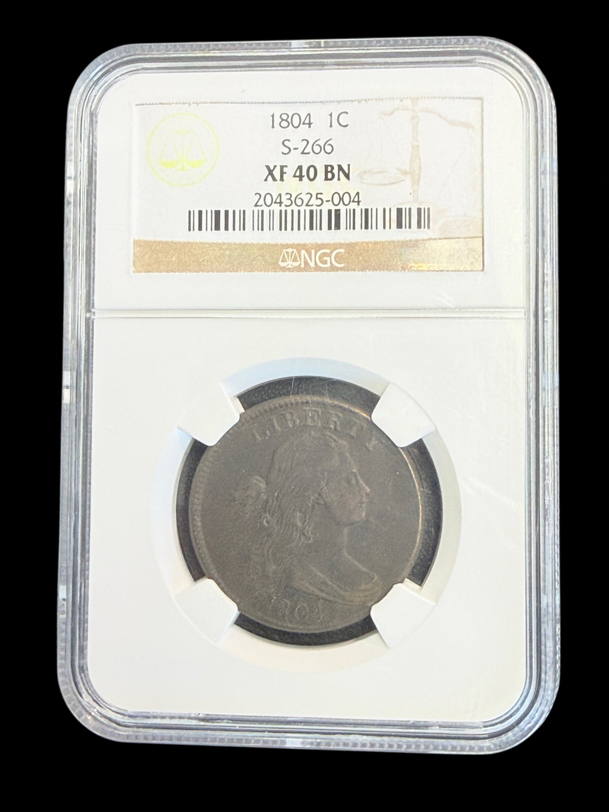 1804 Draped Bust Large Cent NGC XF40 BN