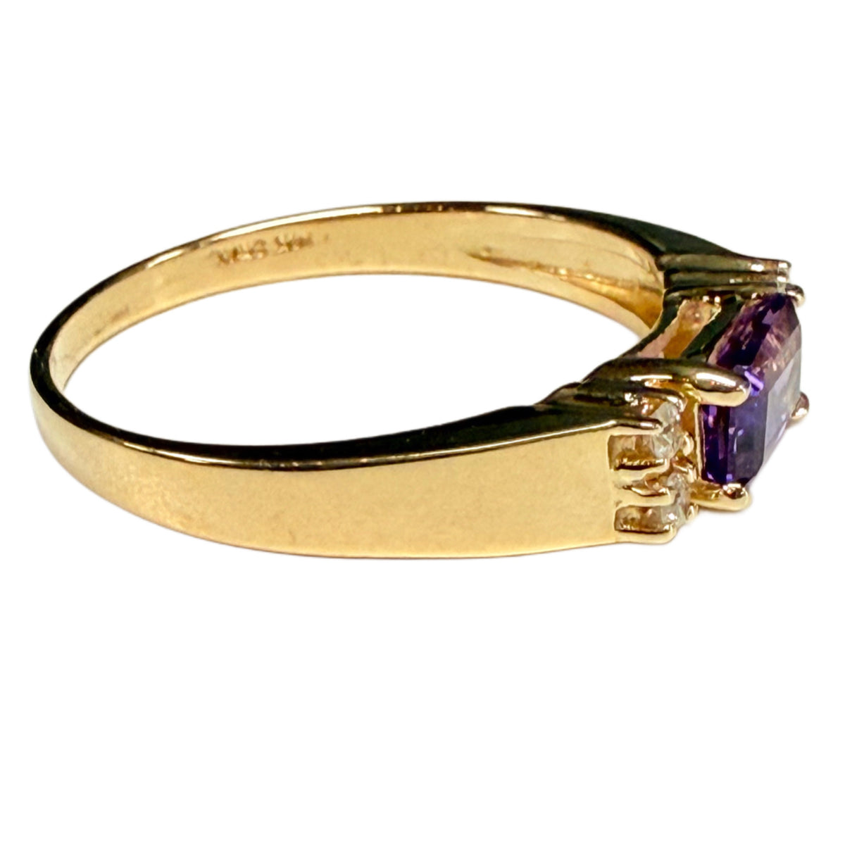 14k Gold Amethyst & Diamond Ring