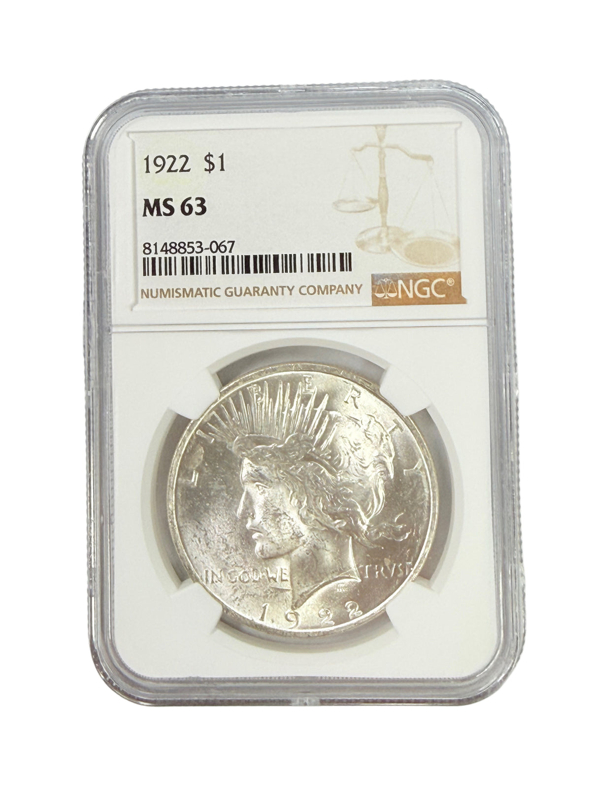 1922 Peace Silver Dollar NGC MS63