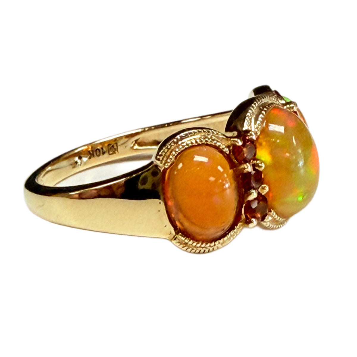 10k Gold Opal & Garnet Ring