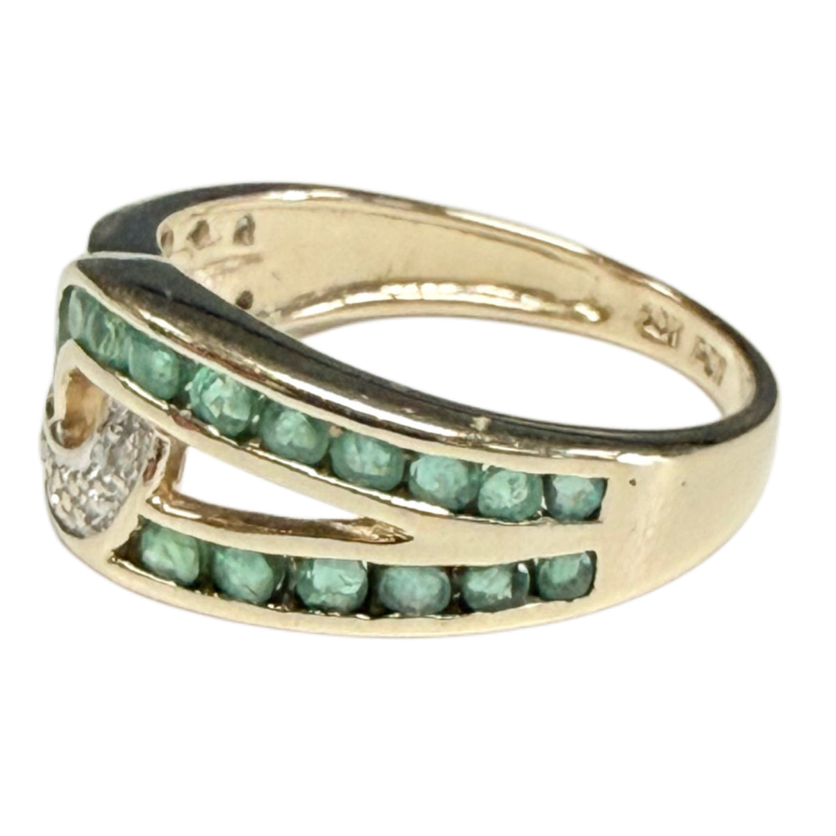 10k Yellow Gold Emerald and Diamond Ring