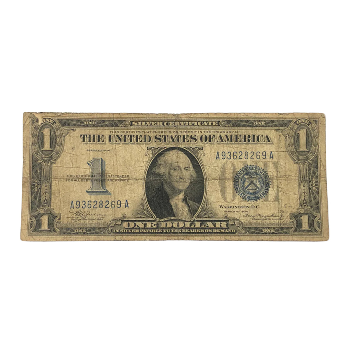 FR.1606 1934 $1 Silver Certificate Funnyback (VG Details)