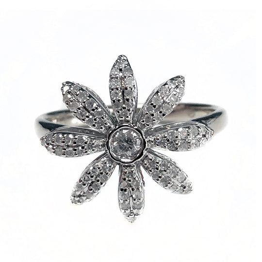 14 k White Gold Sunflower Ring