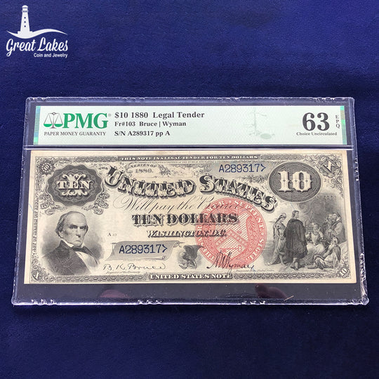Fr.103 1880 $10 Legal Tender “Jackass” Note PMG MS63 EPQ