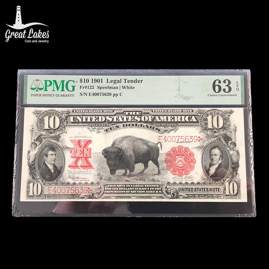 Fr.122 1901 $10 Legal Tender “Bison” Note PMG Choice Uncirculated 63 EPQ