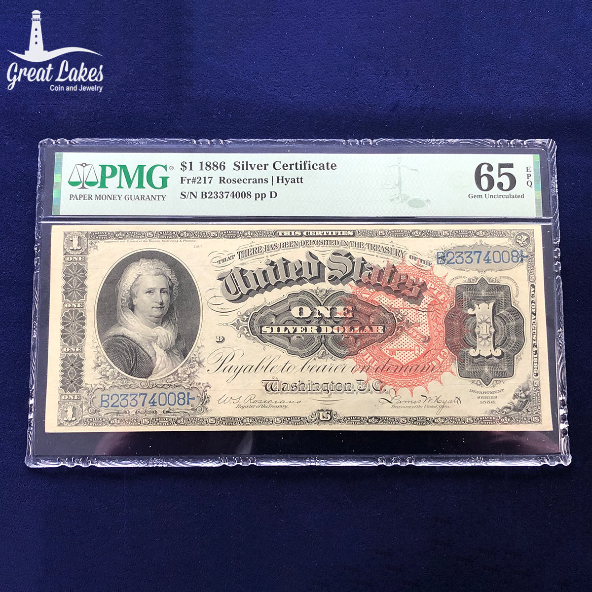 Fr.217 1886 $1 Silver Certificate PMG MS65 EPQ