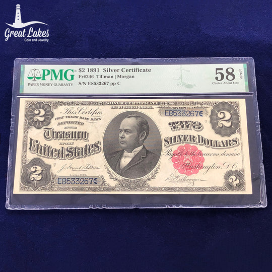Fr.246 1891 $2 Silver Certificate PMG AU58 EPQ