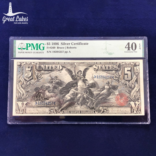 Fr.269 1896 $5 Silver Certificate Educational PMG XF40 EPQ
