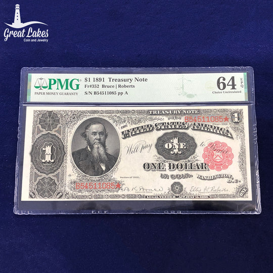 Fr.352 1891 $1 Treasury Note PMG MS64 EPQ