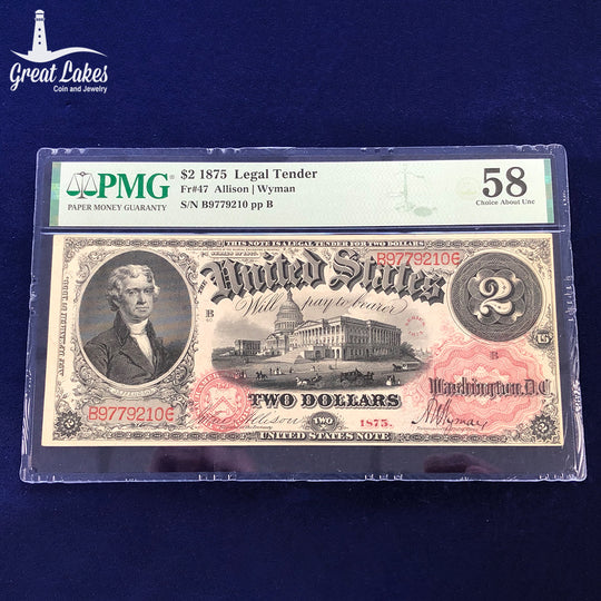 Fr.47 1875 $2 Legal Tender PMG AU58