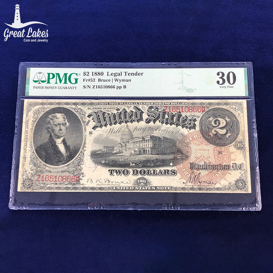 Fr.52 1880 $2 Legal Tender PMG VF30