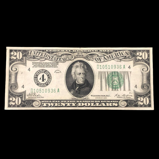 Fr. 2050-D $20 Federal Reserve Note “Numeric” XF