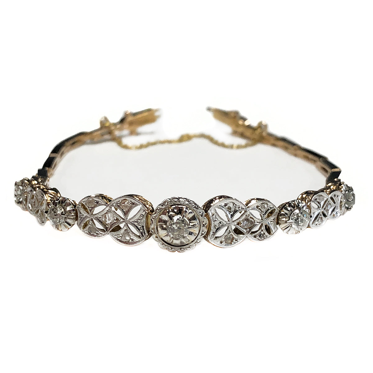 Vintage 14 k Two Tone Diamond Bracelet