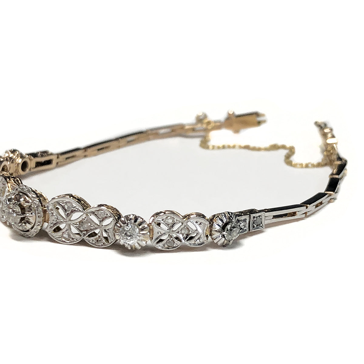 Vintage 14 k Two Tone Diamond Bracelet