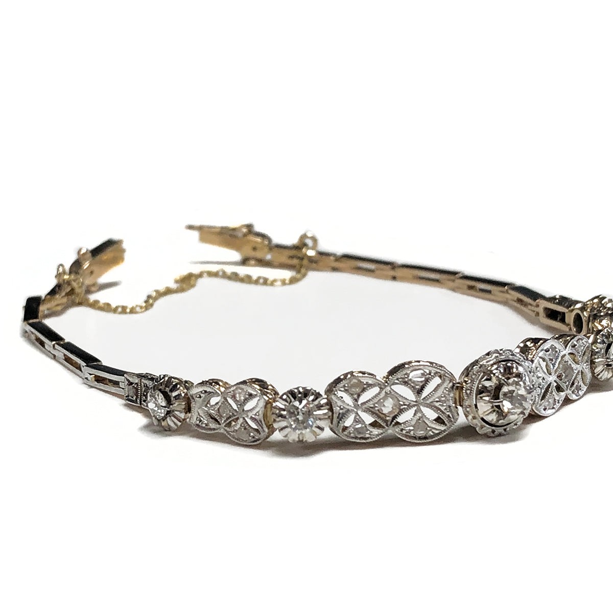 Vintage 14 k Two Tone Diamond Bracelet