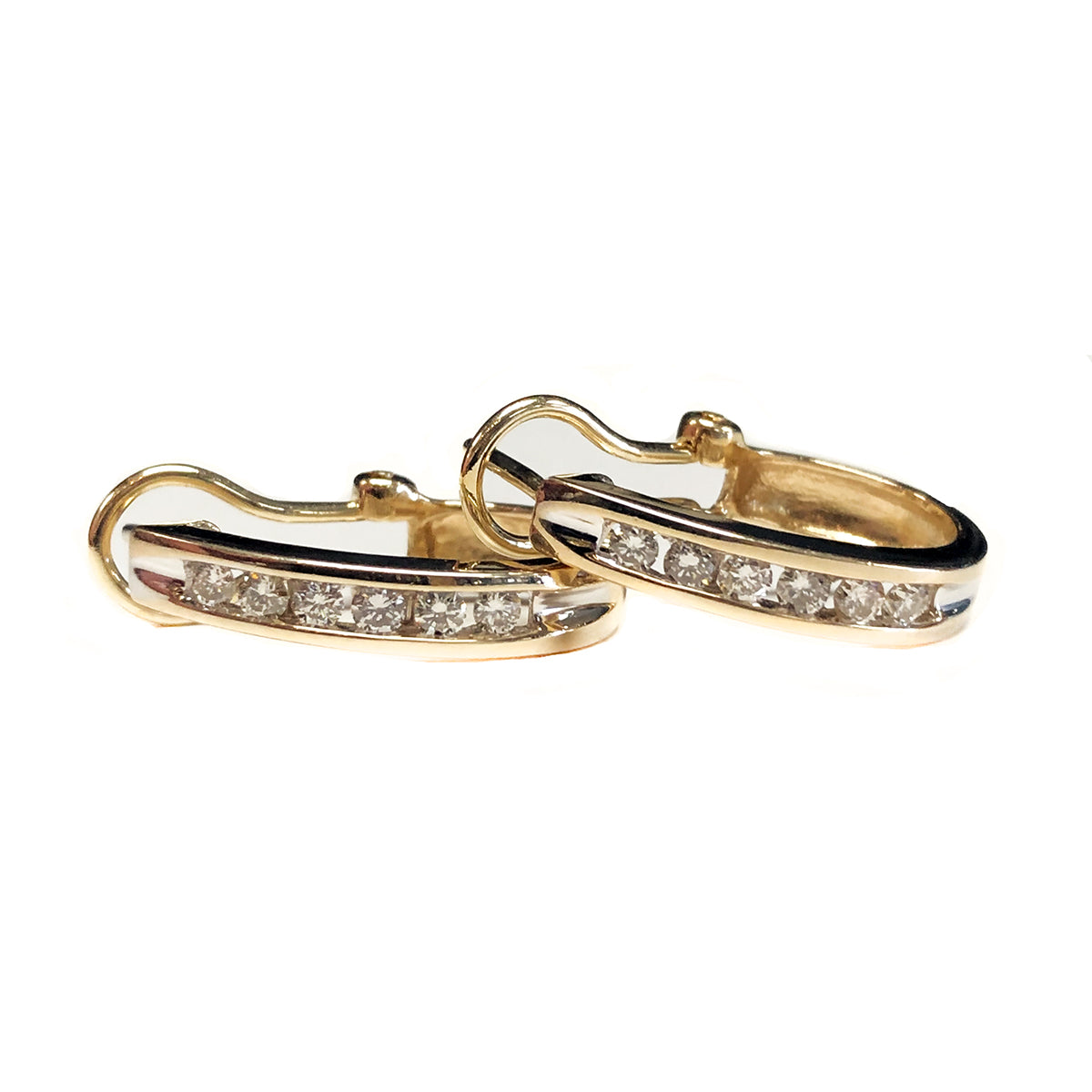 14k Gold Diamond Hoop Earrings