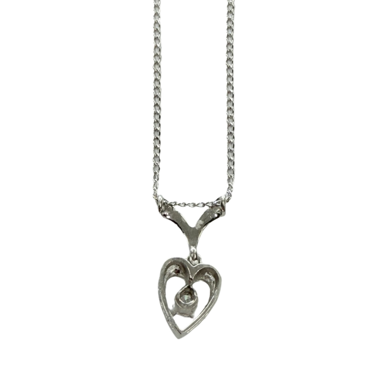 10k White Gold & Diamond Heart Necklace