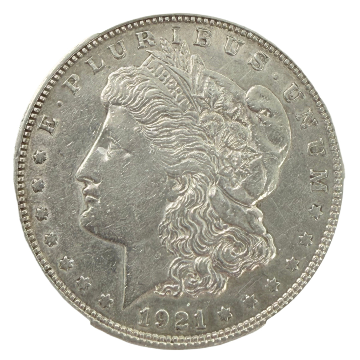 1921-D Morgan Silver Dollar CAC AU Details (Cleaned)