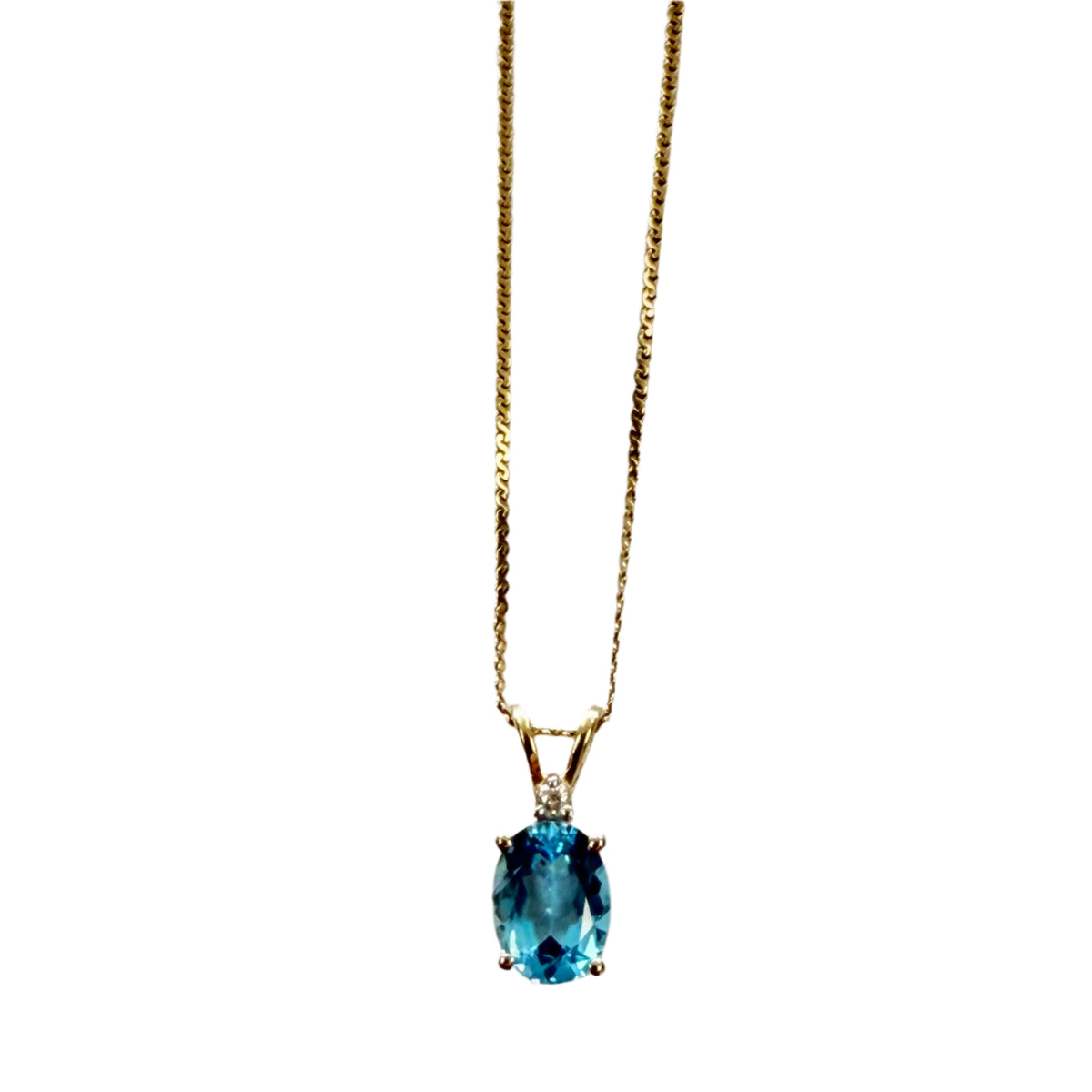 14k Gold Topaz & Diamond Necklace