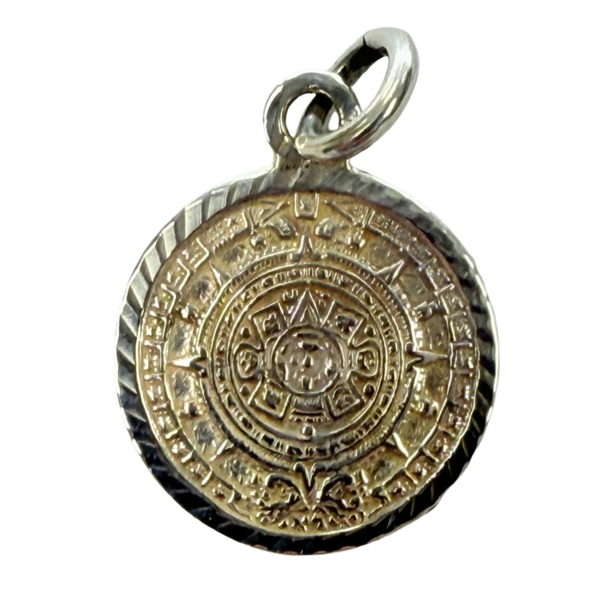 Silver Aztec Calendar Pendant