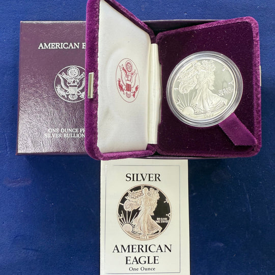 1988 Proof American Silver Eagle (With Box & CoA)