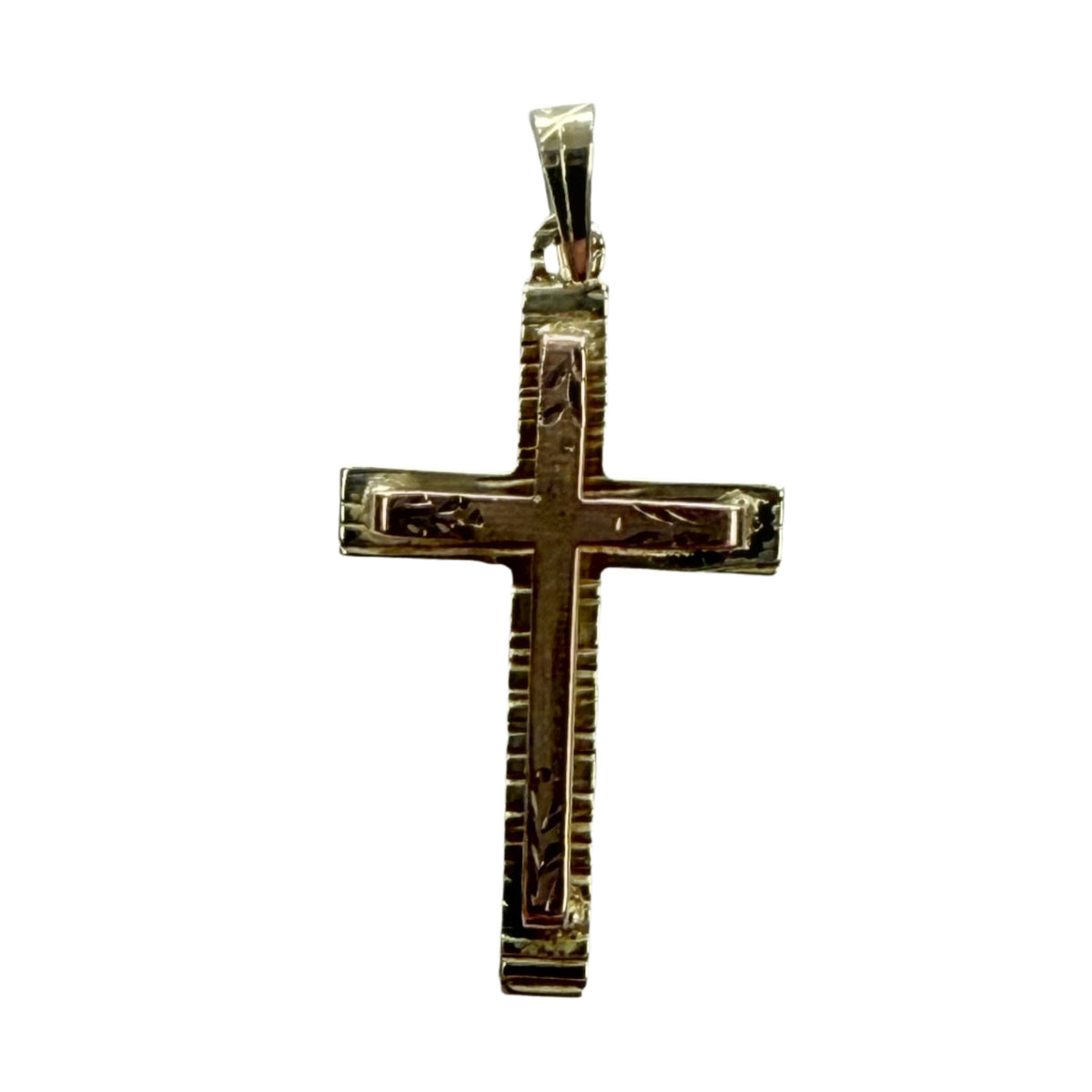 14k Two Tone Gold Cross Pendant