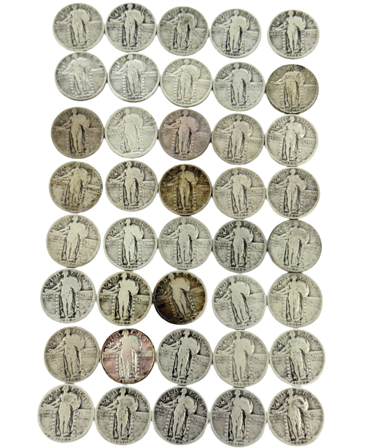 $10 FV 90% Silver Standing Liberty Quarters