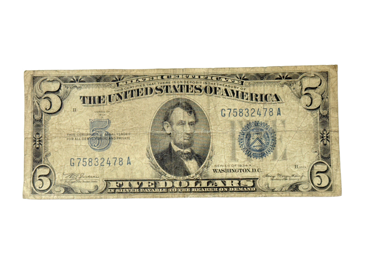 1934-A $5 Silver Certificate (VG)