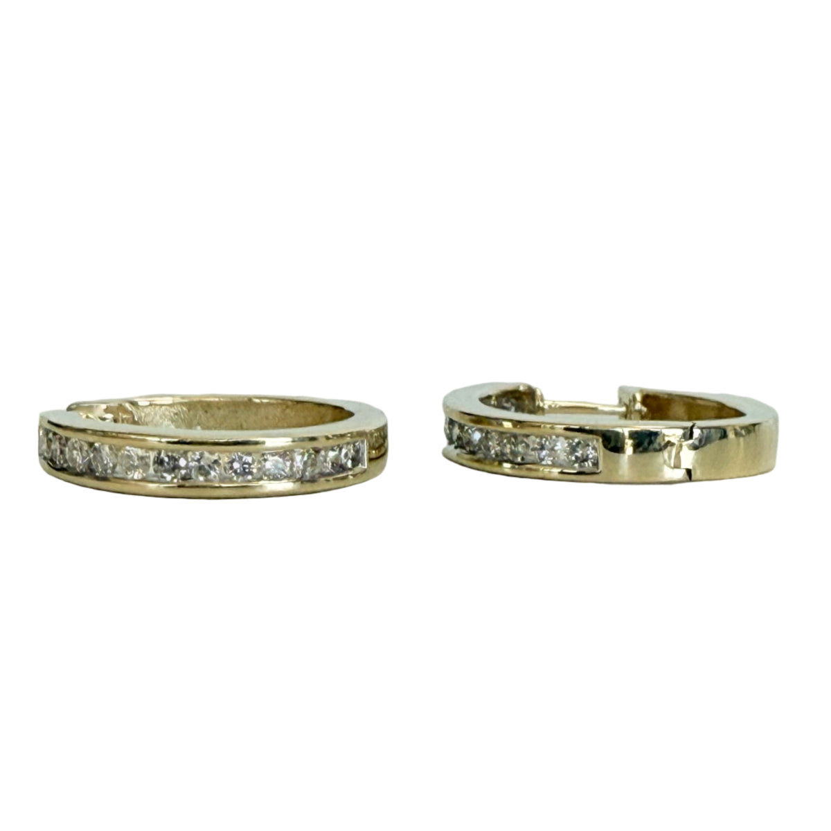 10k Yellow Gold & Diamond Hoop Earrings
