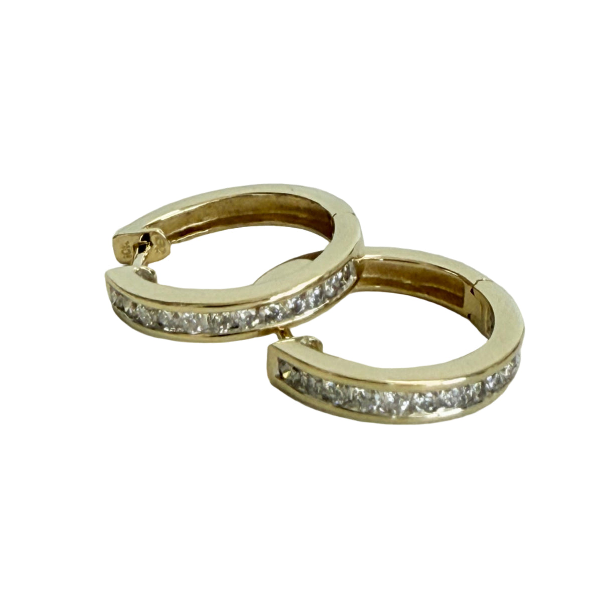 10k Yellow Gold & Diamond Hoop Earrings