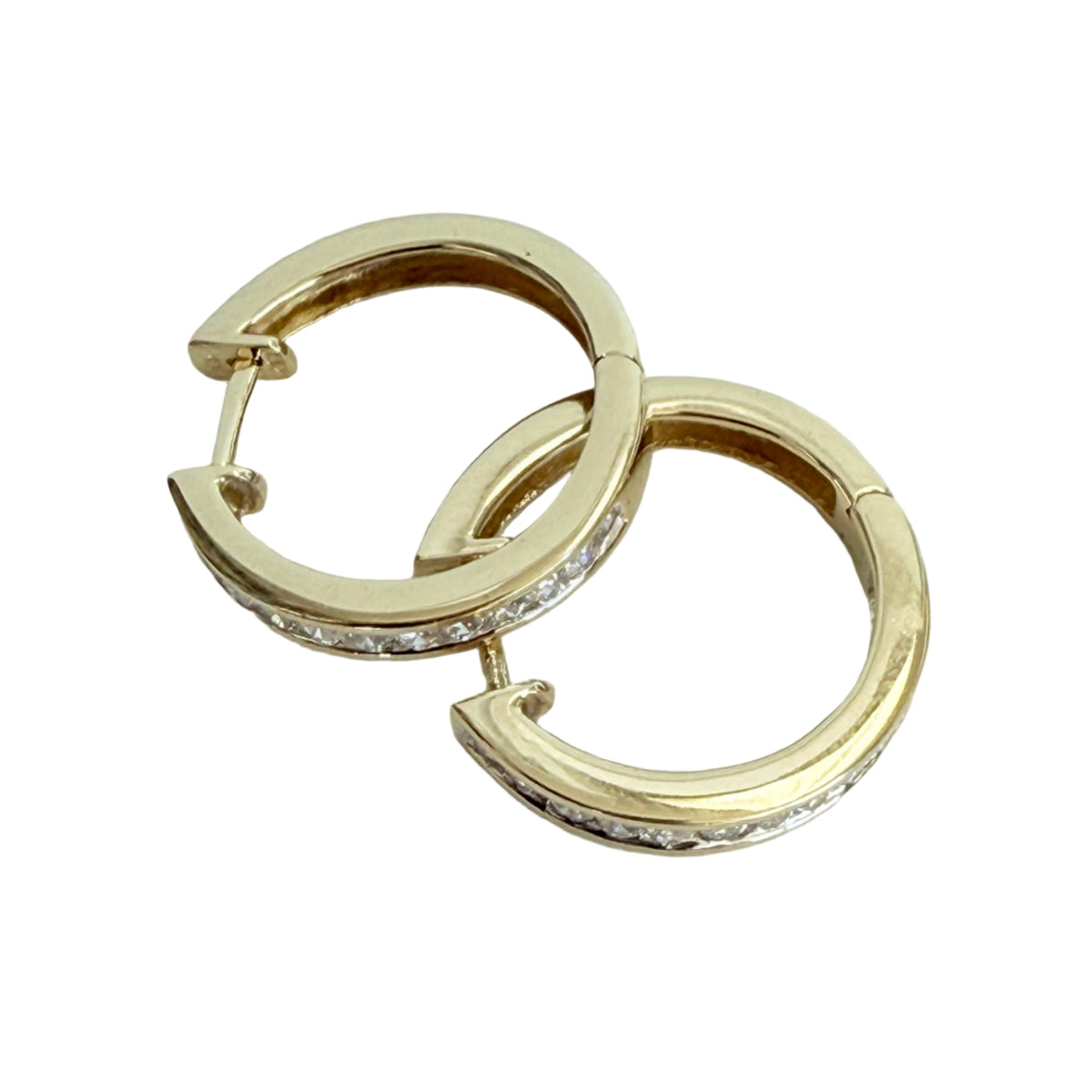 10k Yellow Gold & Diamond Hoop Earrings