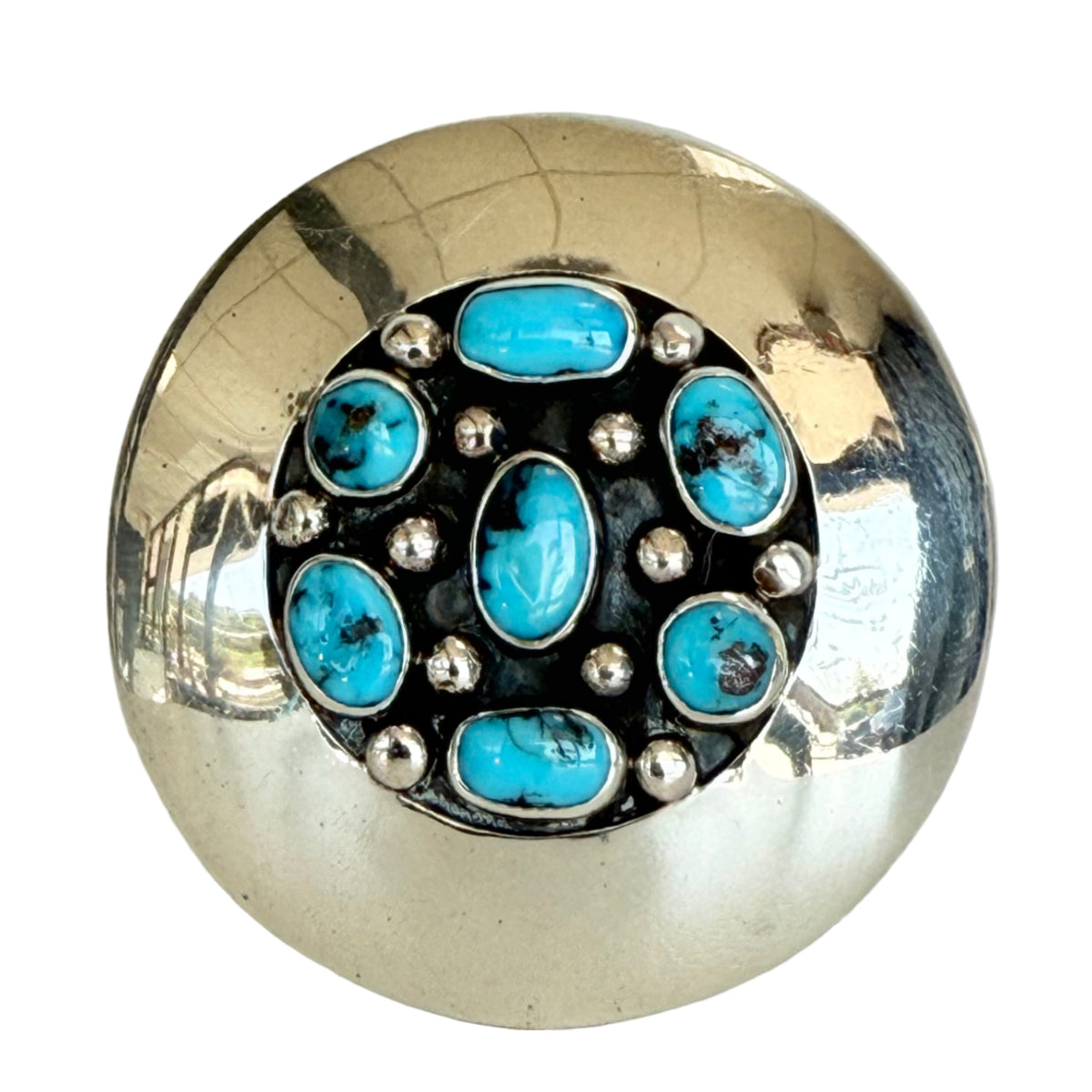 A Benally Native American Silver & Turquoise Pin or Pendant