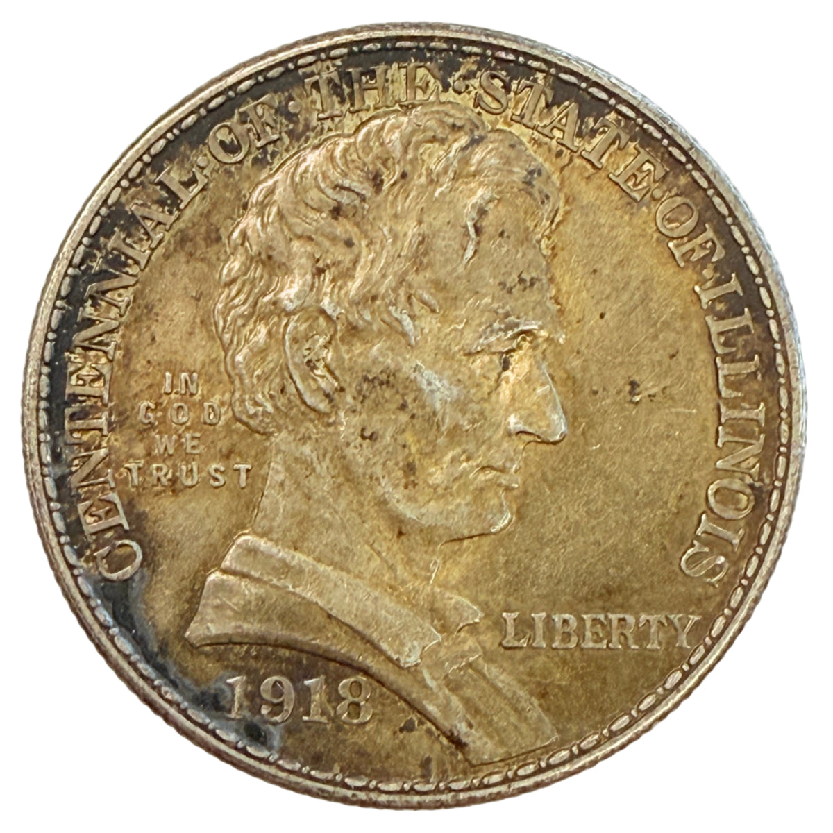 1918 Lincoln Commemorative Silver Half Dollar (Toned) (AU)