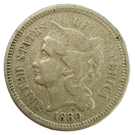 1880 Three Cent Nickel (F Details)