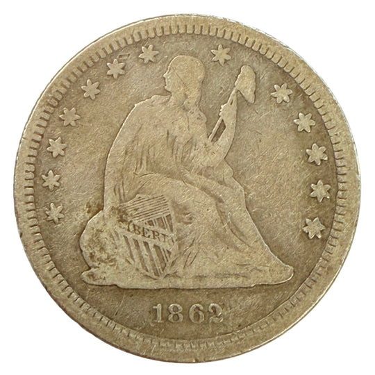 1862 Seated Liberty Quarter (F)