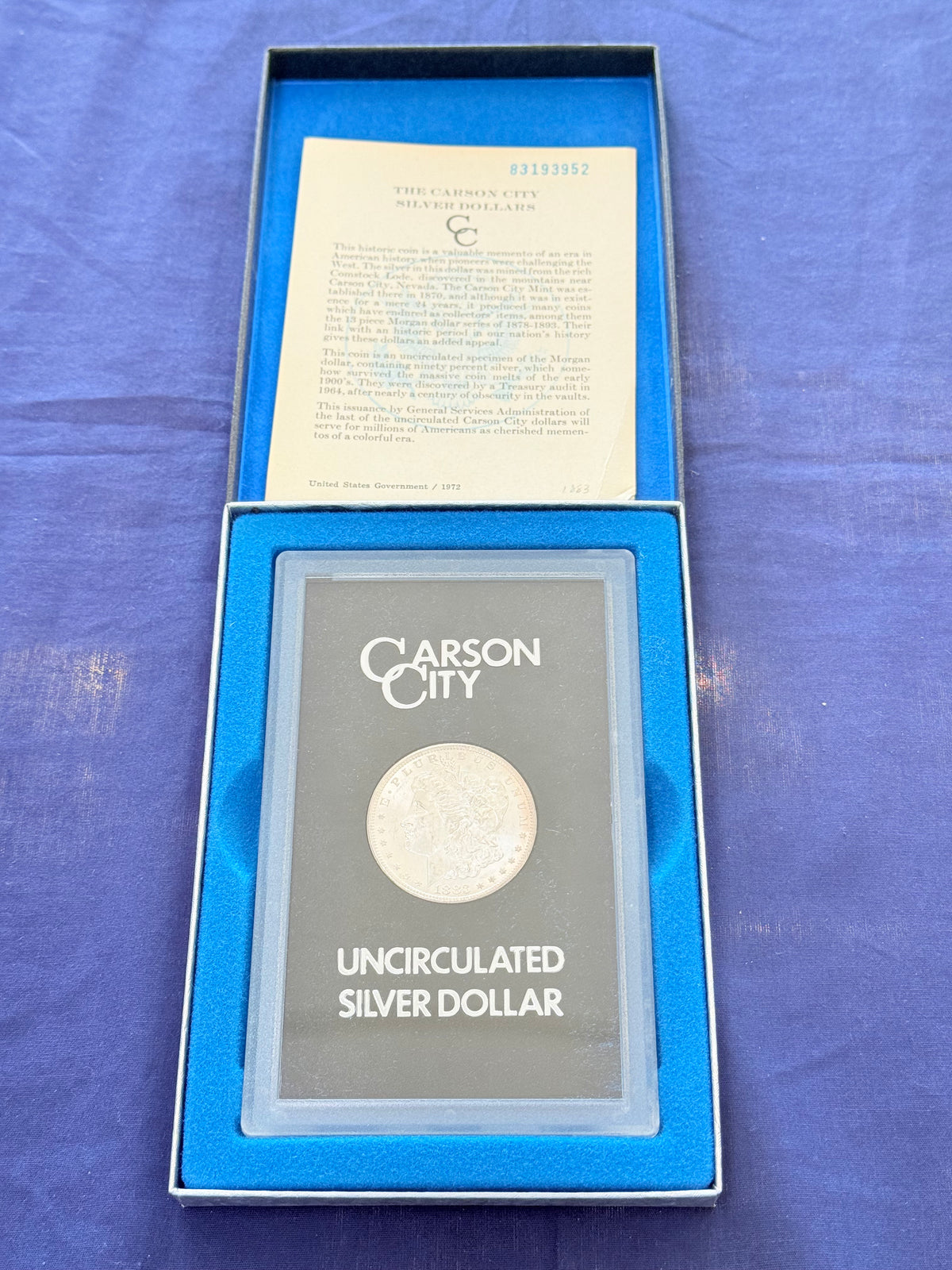 1883-CC Morgan Silver Dollar GSA (With Box & CoA)