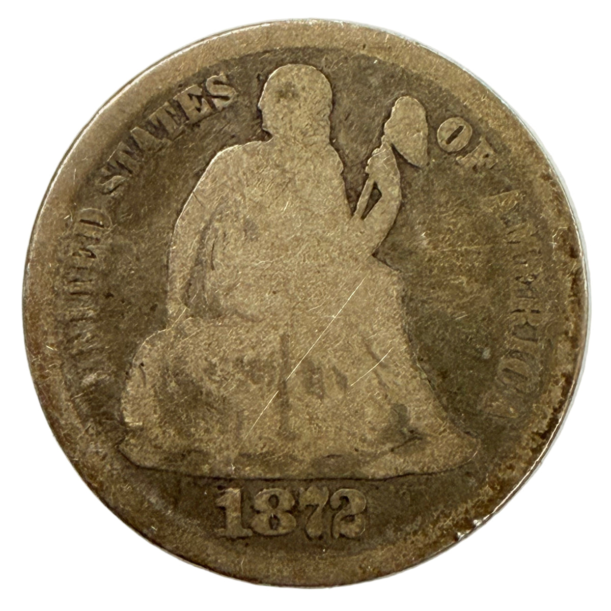 1872 Seated Liberty Dime (AG)