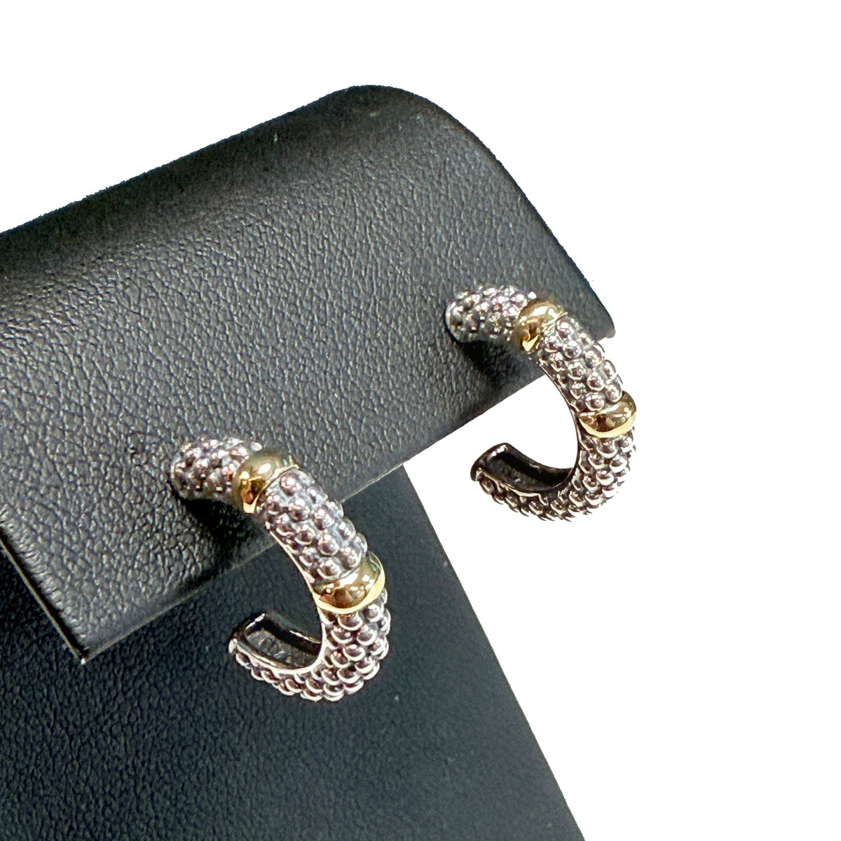 Lagos Silver & 18k Caviar Huggie Earrings