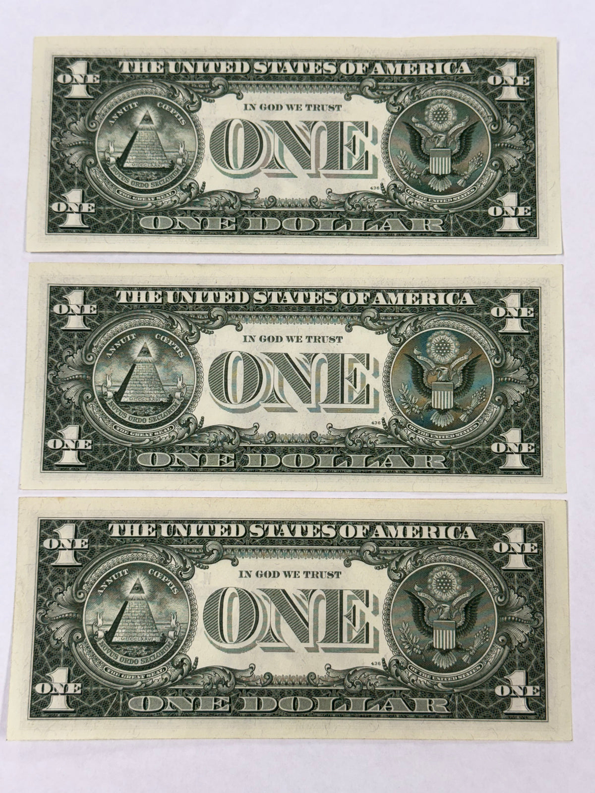 Lot of 3 Consecutive 1957-B $1 Silver Certificates (CU)