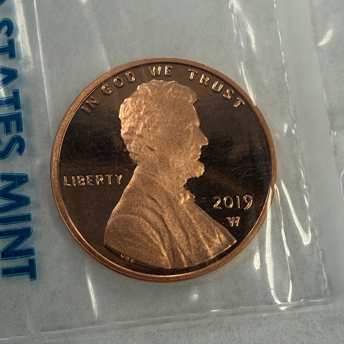 2019-W Reverse Proof Penny West Point Penny (With Envelope)