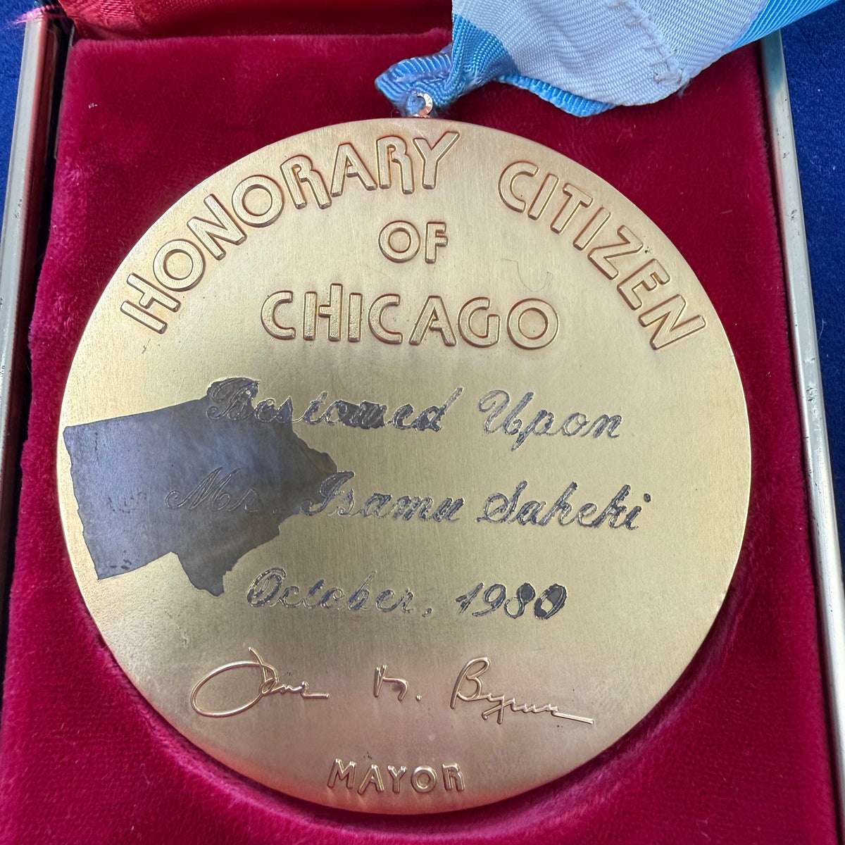 Jane Byrne Honorary Citizen Medal Chicago C.H Hanson Medallion Award 1980