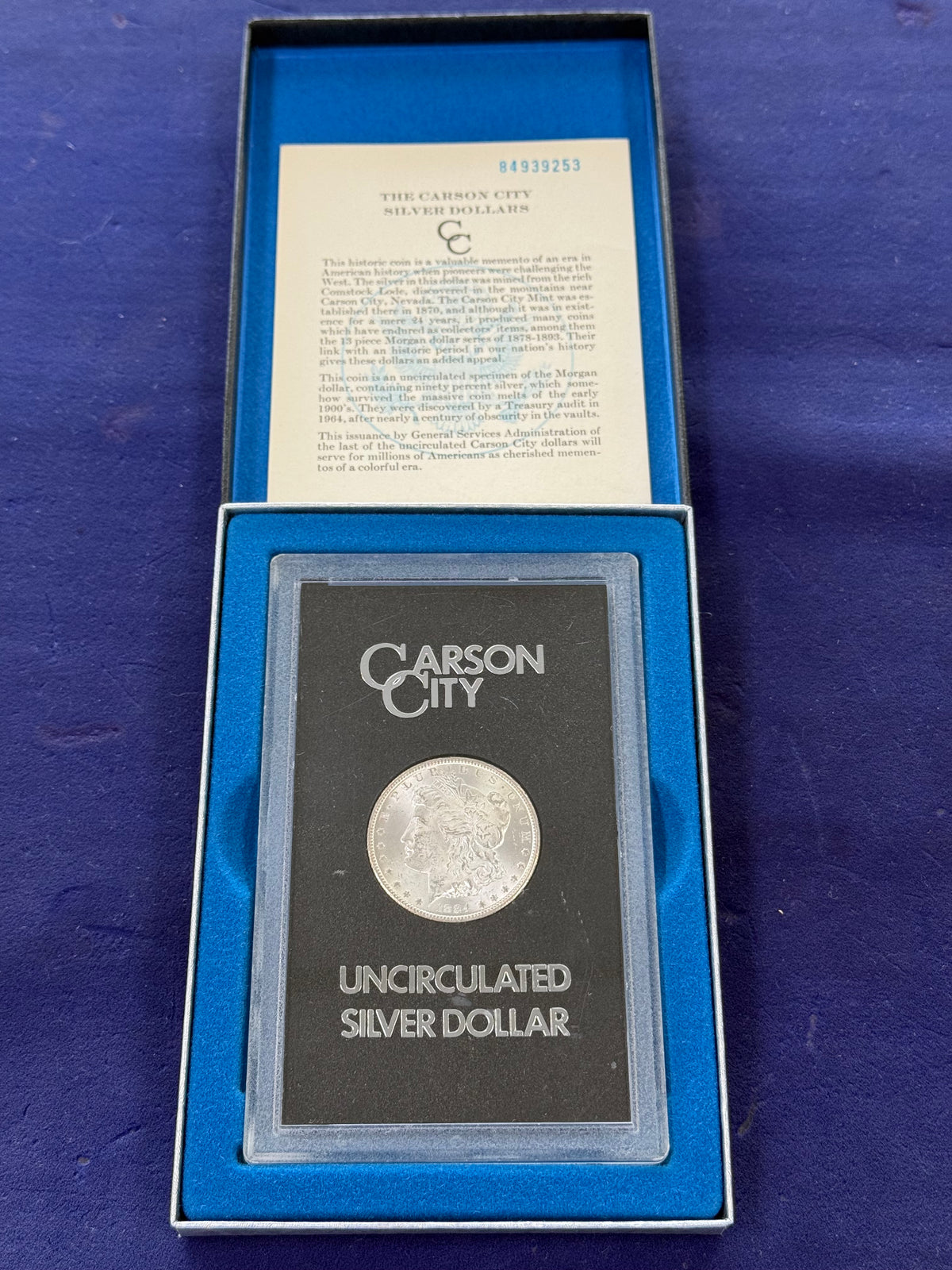 1884-CC Morgan Silver Dollar GSA (With Box & CoA)