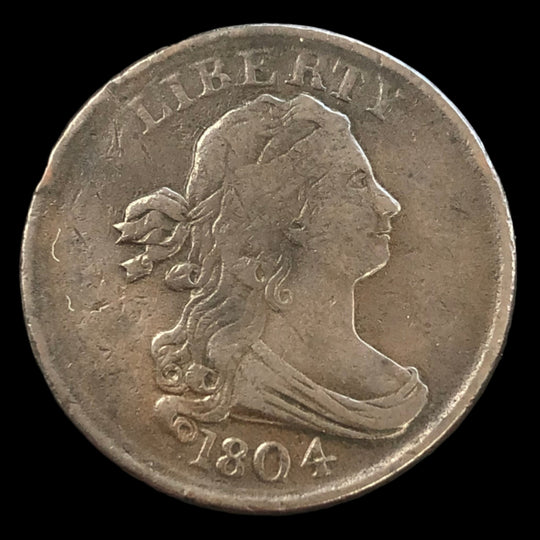 1804 Plain 4 No Stems Draped Bust Half Cent (VF)