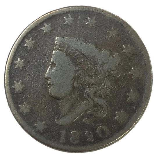 1820 Large Date Coronet Head Large Cent (VG)