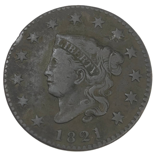 1821 Coronet Head Large Cent (F Details)