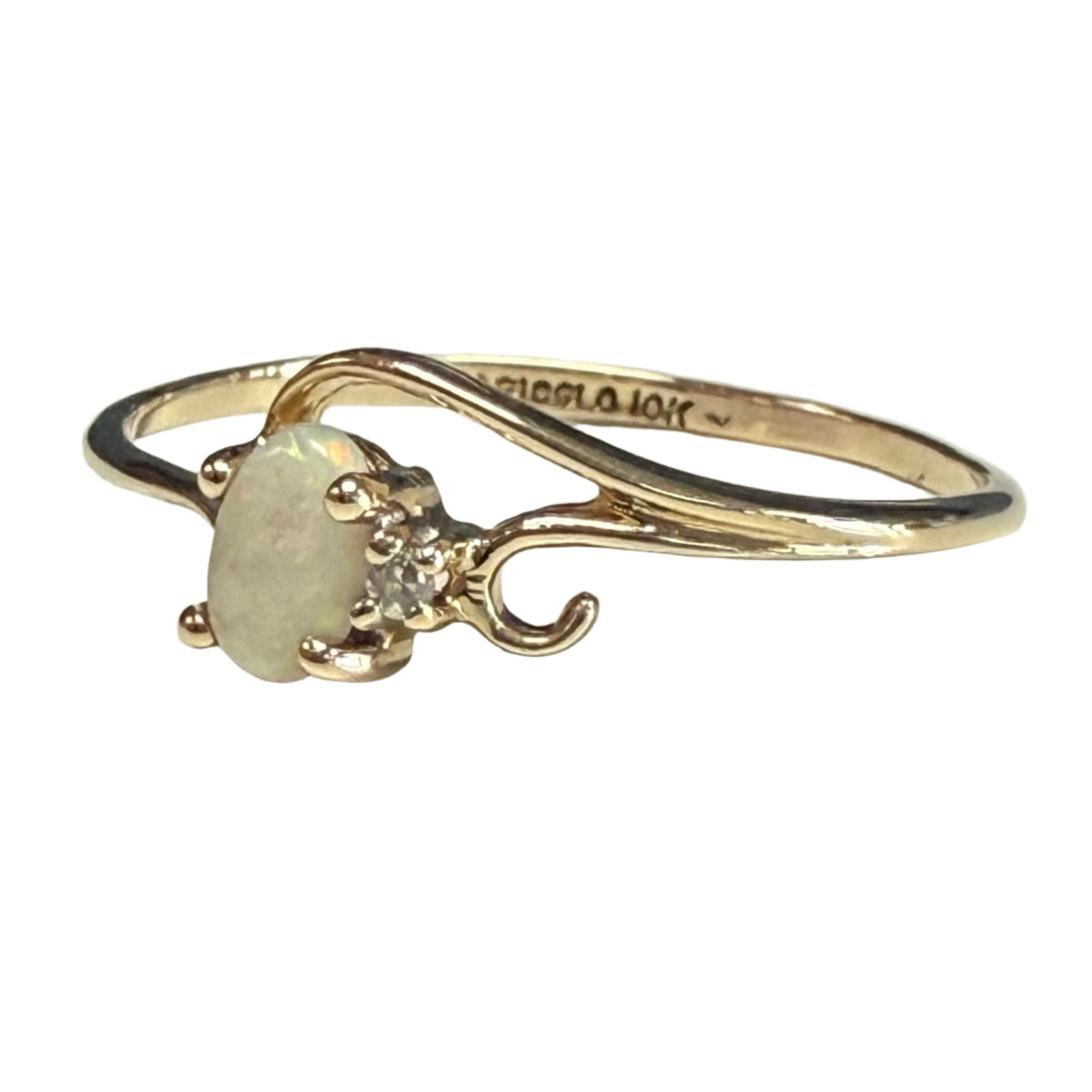 10k Gold Opal & Diamond Ring